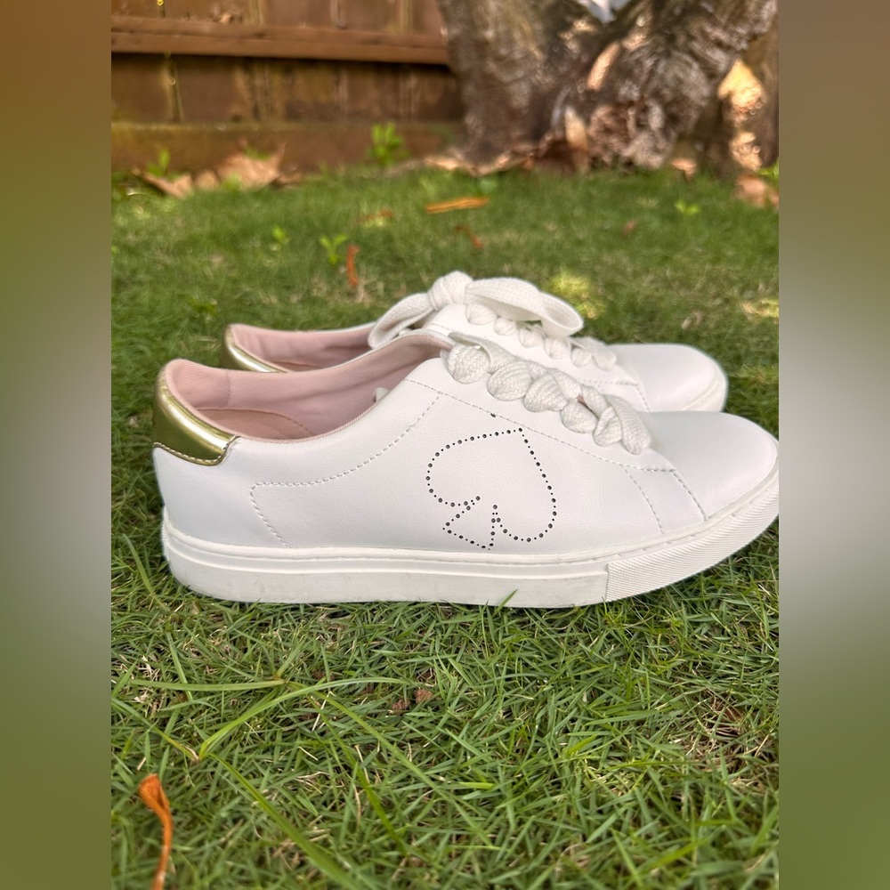 Kate Spade White and Gold Sneakers